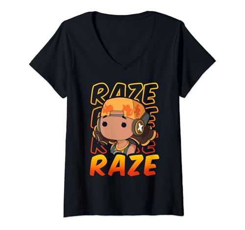 Damen Chibi Raze Agent Val Gaming | Süß T-Shirt mit V-Ausschnitt Damen Chibi Raze Agent Val Gaming | Süß T-Shirt mit V-Ausschnitt von Late Night Gamer Merch