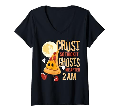 Damen Crust So Thick It Ghosts Me Lustiger Pizzaschieber Männer Frauen T-Shirt mit V-Ausschnitt Damen Crust So Thick It Ghosts Me Lustiger Pizzaschieber Männer Frauen T-Shirt mit V-Ausschnitt von Late Night Thick Crust Pizza Humor Streetwear Co.