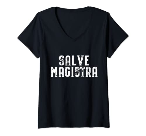 Damen SALVE MAGISTRA Lehrerin Schüler Lateinunterricht Latein T-Shirt mit V-Ausschnitt Damen SALVE MAGISTRA Lehrerin Schüler Lateinunterricht Latein T-Shirt mit V-Ausschnitt von Latein Geschenke für Lateinschüler & Lateinlehrer