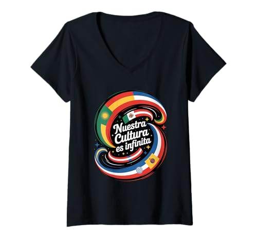Damen Nuestra Cultura Es Infinita Latino Kultur Stolz T-Shirt mit V-Ausschnitt Damen Nuestra Cultura Es Infinita Latino Kultur Stolz T-Shirt mit V-Ausschnitt von Lateinamerikanische Kultur Vielfalt Hispanisch