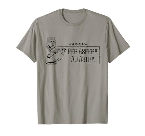Lateinische Sprüche der Antike - Grau - Per Aspera Ad Astra T-Shirt - Herren - Klein - EU 42/44 - Crew Neck - Halbarm - Klassisch - 1 Count von Lateinische Sprüche der Antike