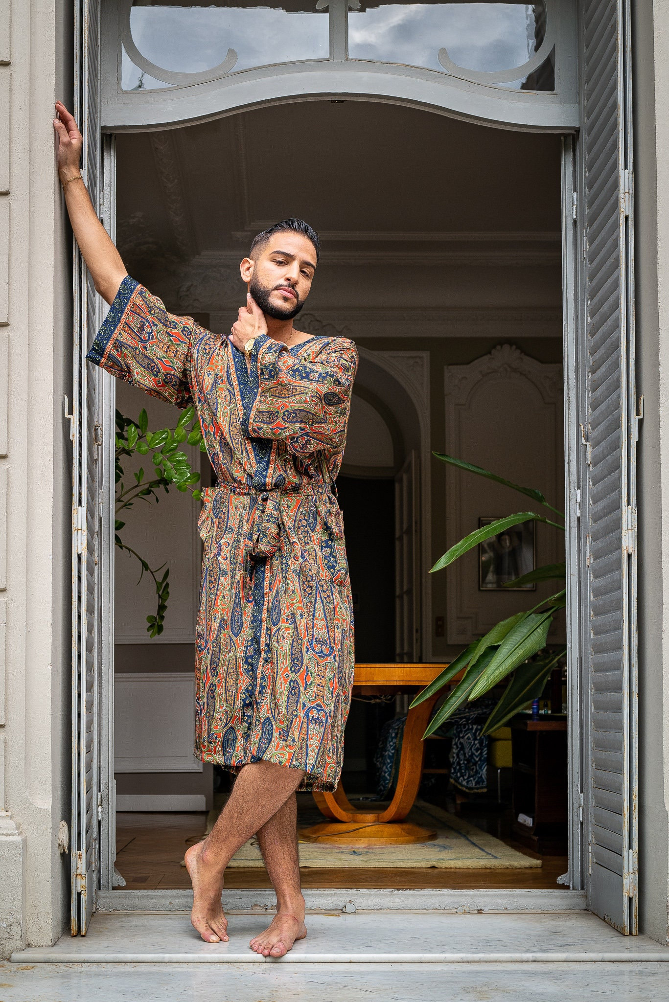 Herren-Boho-Seidenkimono - Fließender Vintage-Bademantel Herren-Morgenmantel Herren-Boho-Seidenkimono - Fließender Vintage-Bademantel Herren-Morgenmantel von LatelierDeSonja