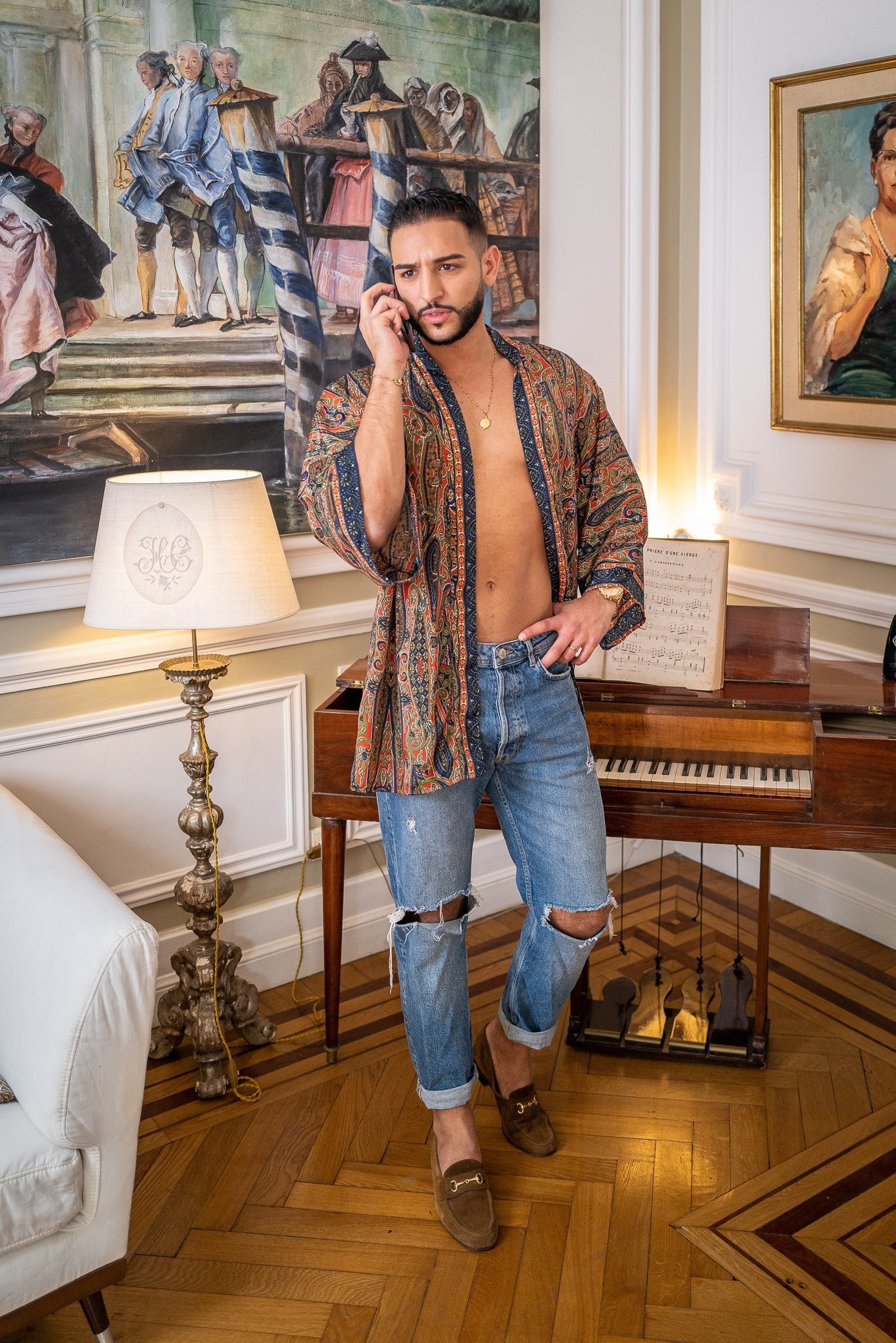 Herren Vintage-Kimonojacke Aus Seide - Kurzer, Fließender Kimono Im Boho-Chic-stil von LatelierDeSonja