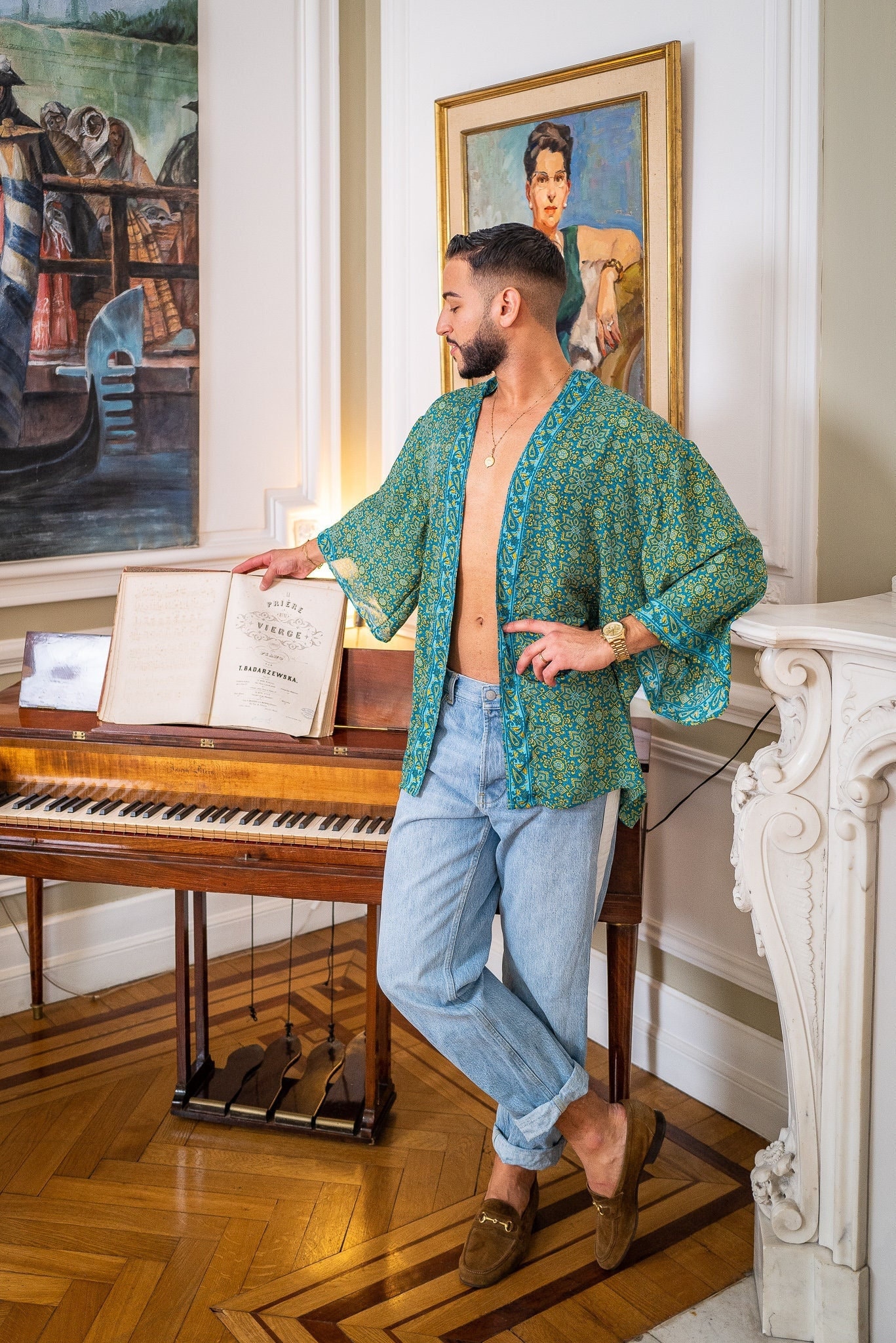 Herren Vintage-Kimonojacke Aus Seide - Kurzer, Fließender Kimono Im Boho-Chic-stil von LatelierDeSonja