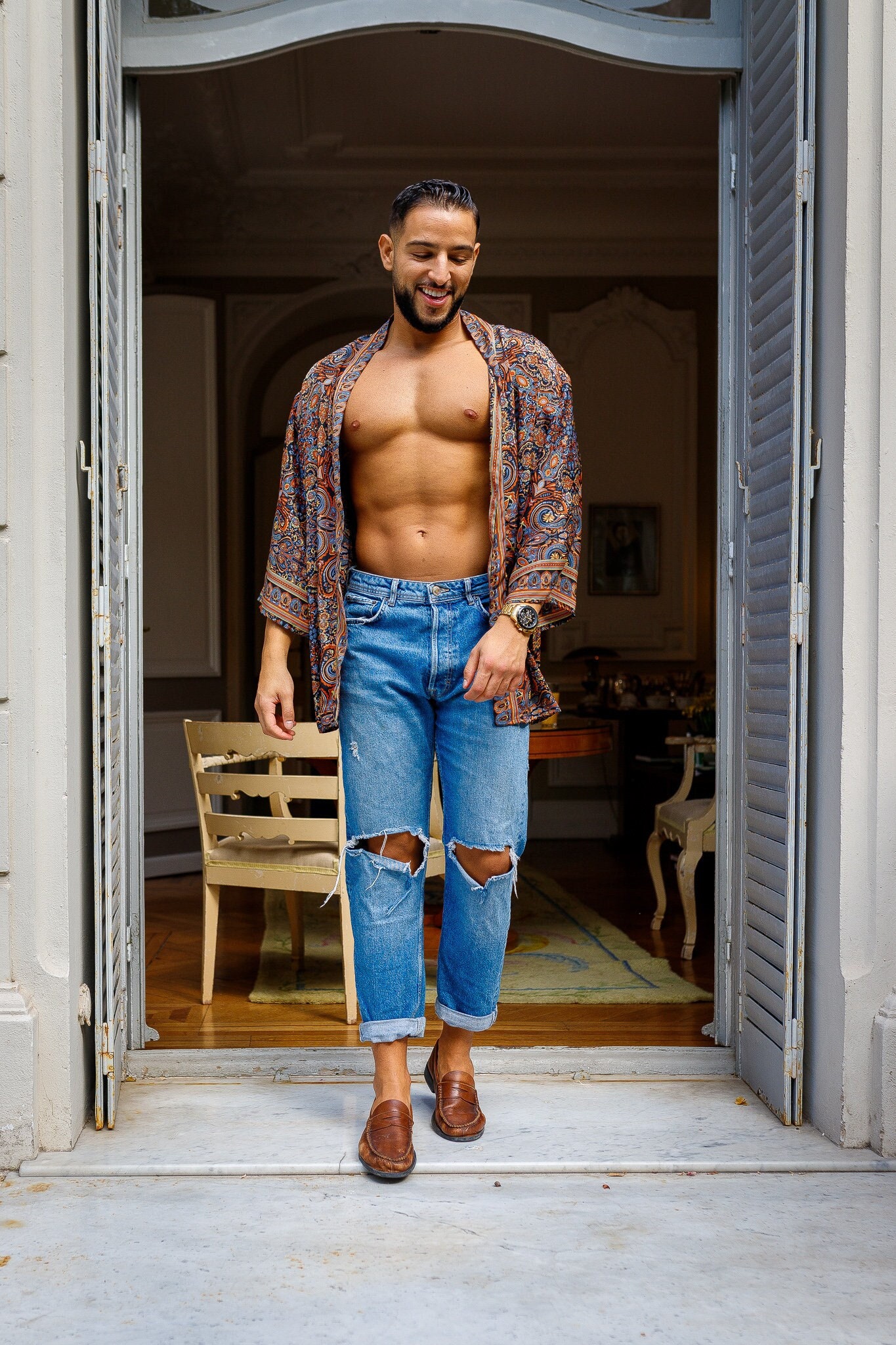 Herren Vintage-Kimonojacke Aus Seide - Kurzer, Fließender Kimono Im Boho-Chic-stil von LatelierDeSonja
