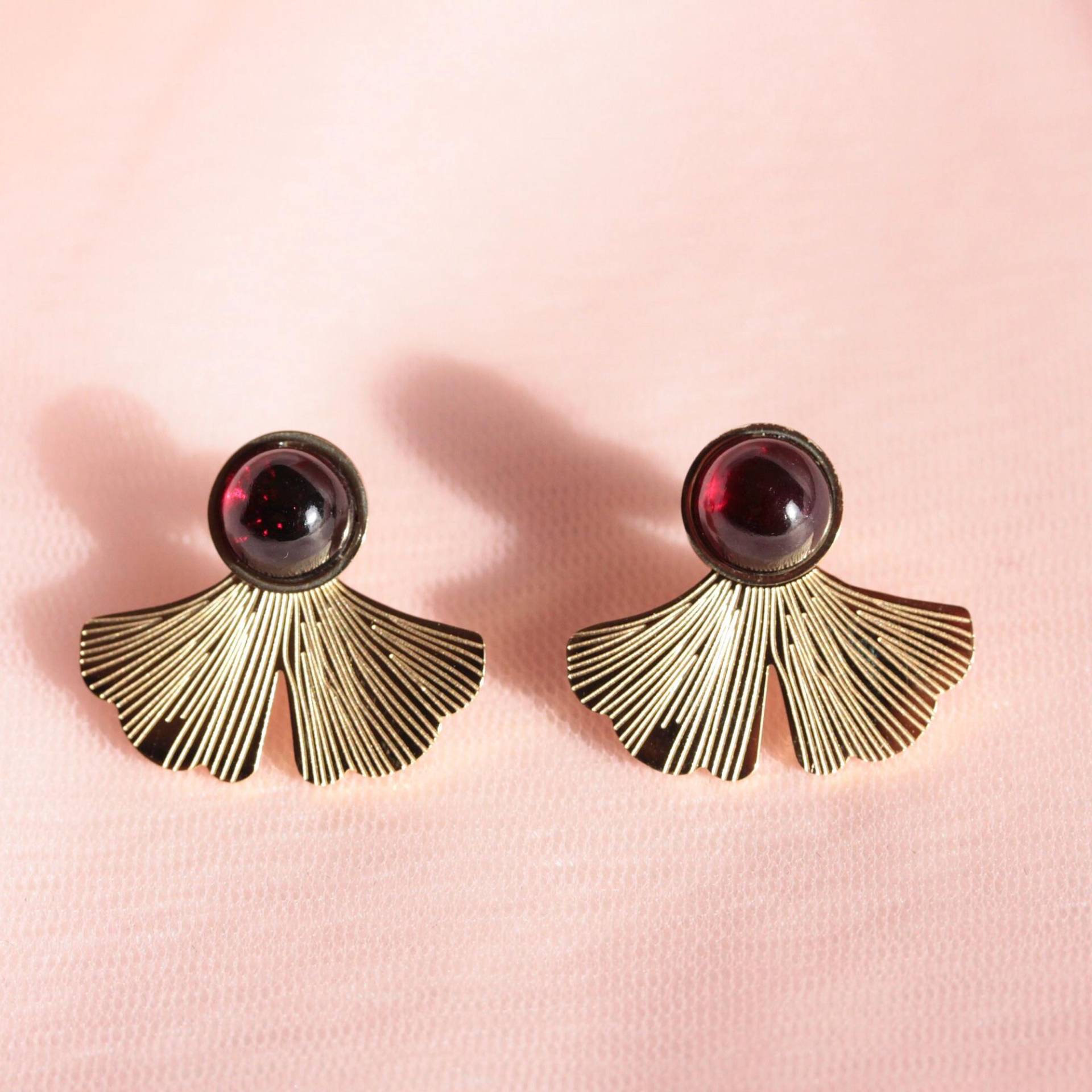 Gingko Granat Ohrringe Natur Edelstein/stein Naturstein von Latelierjolisbijoux