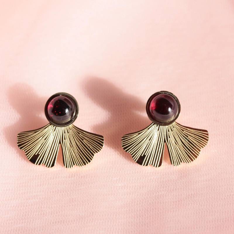 Gingko Granat Ohrringe Natur Edelstein/stein Naturstein von Latelierjolisbijoux