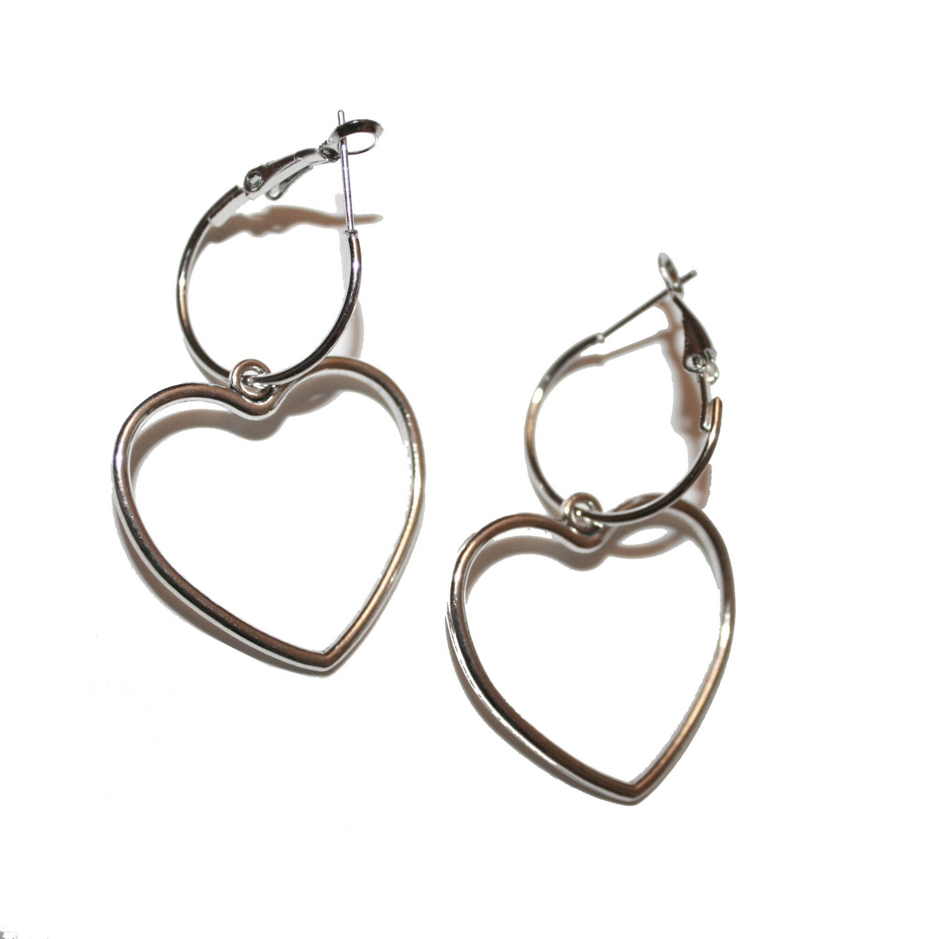 Silber Herz Hoop Ohrringe - Metall Liebe Hoops Silber Herz Hoop Ohrringe - Metall Liebe Hoops von LaterOperator