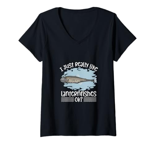 Damen Lieblingstier Laternenfisch T-Shirt mit V-Ausschnitt von Laternenfisch Designs