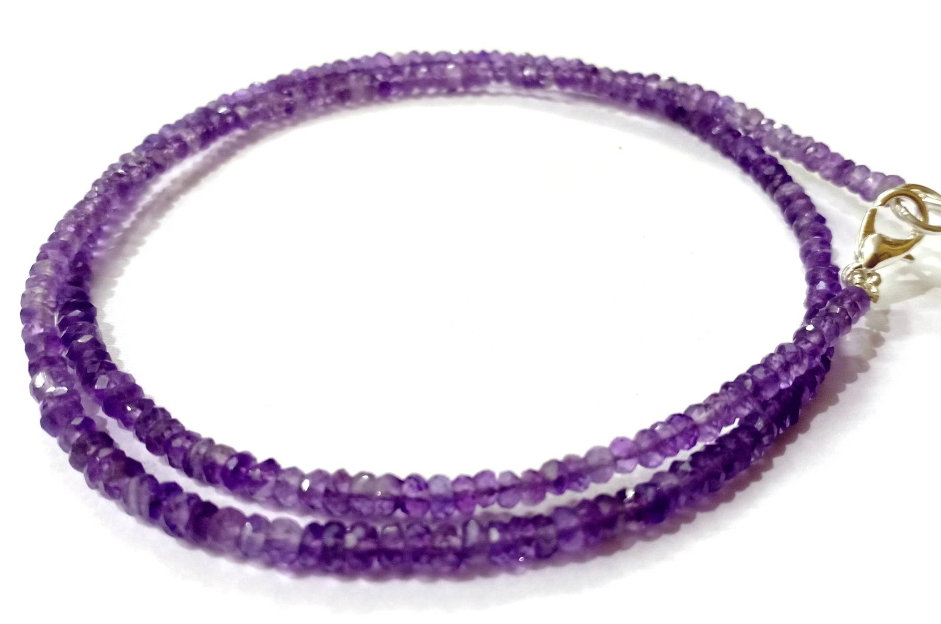 Amethyst Perlen Halskette, Natürliche Schmuck 3-4 Mm Rondell Facettierte Perlen, Halskette von LatestBeadsJewellery