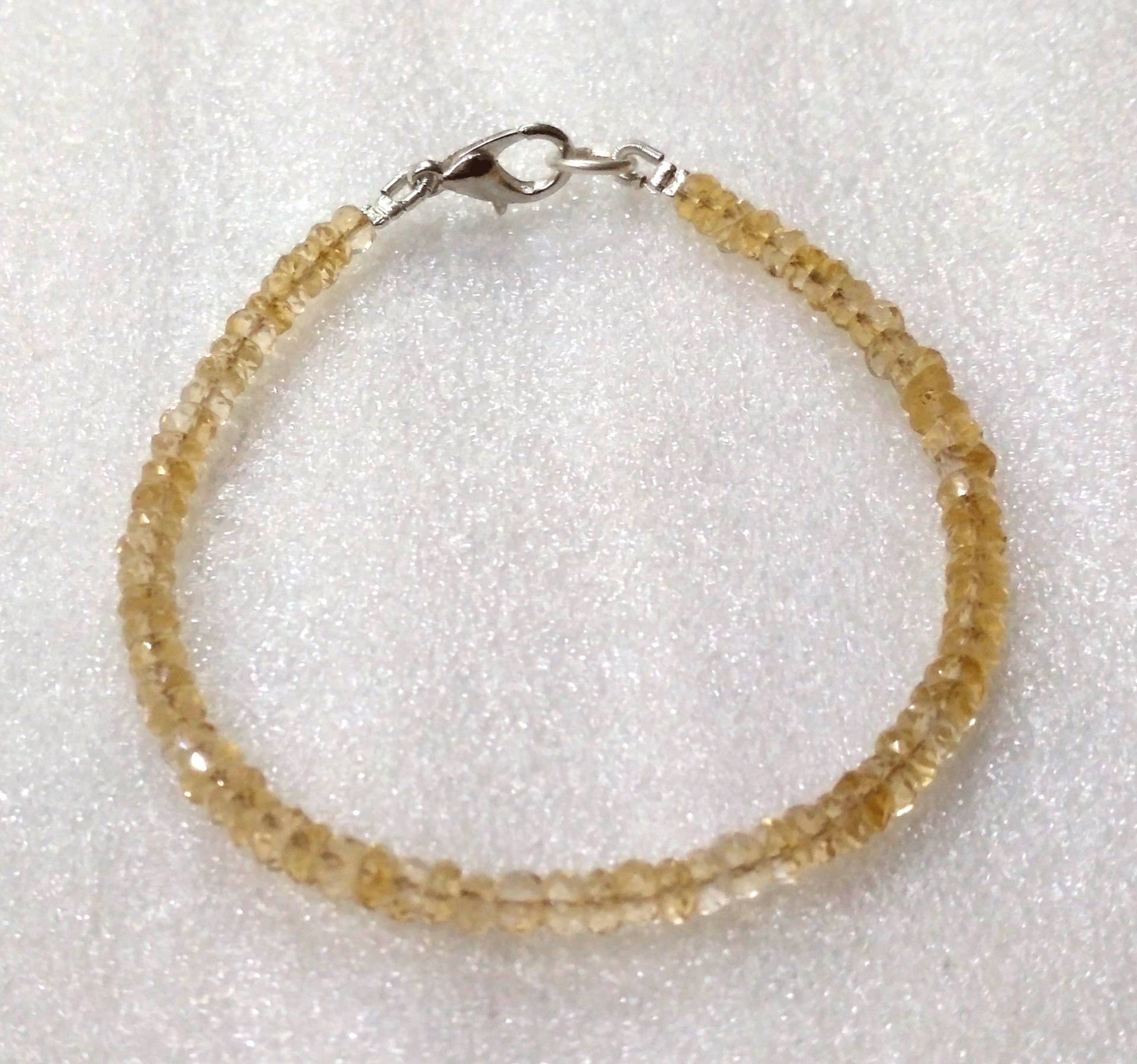 Citrin Perlen Armband, Israel Cut 3-4mm Perlen, Edelstein Schmuck Armband von LatestBeadsJewellery