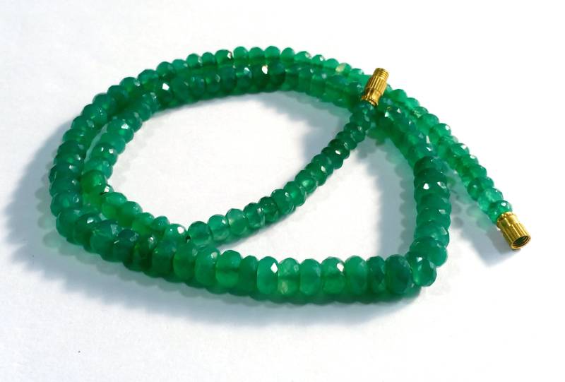 Grüner Onyx Halskette, Aaa + Natürlicher Perlen Schmuck 5.5-7.5 Mm Facettierte Halskette von LatestBeadsJewellery