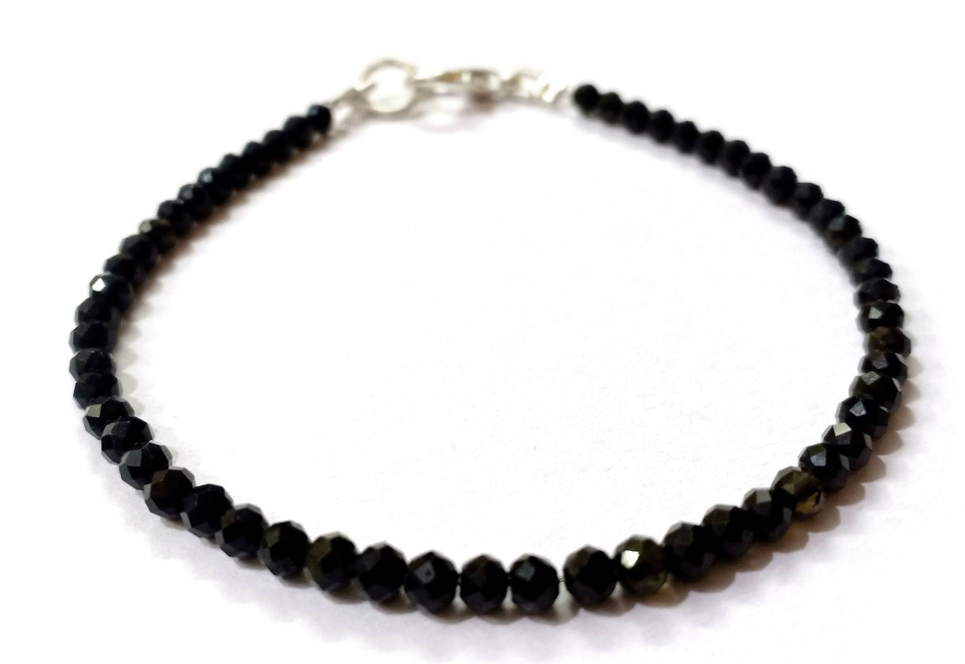 Schwarze Spinell Perlen Armband Israel Cut Schwarz Armband, 3-4mm Schmuck von LatestBeadsJewellery