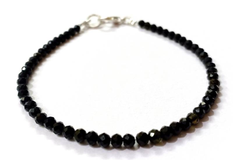 Schwarze Spinell Perlen Armband Israel Cut Schwarz Armband, 3-4mm Schmuck von LatestBeadsJewellery