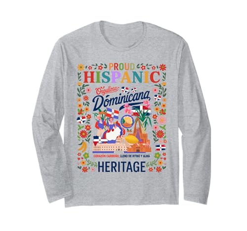 Dominikanische hispanische Erbe Monatsflagge Frauen Idee Dominicano Langarmshirt von Latin Hispanic Heritage Kids Idea For Boys & Girls