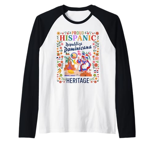 Dominikanische hispanische Erbe Monatsflagge Frauen Idee Dominicano Raglan von Latin Hispanic Heritage Kids Idea For Boys & Girls