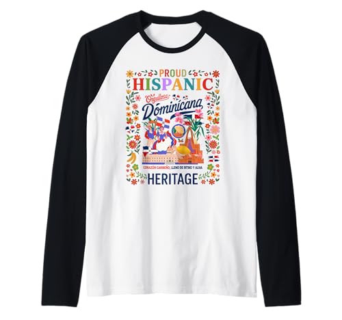 Dominikanische hispanische Erbe Monatsflagge Frauen Idee Dominicano Raglan von Latin Hispanic Heritage Kids Idea For Boys & Girls