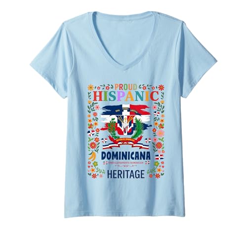 Damen Dominikanische Republik Frauen Idee Herencia Hispánica Dominicana T-Shirt mit V-Ausschnitt Damen Dominikanische Republik Frauen Idee Herencia Hispánica Dominicana T-Shirt mit V-Ausschnitt von Latin Hispanic Heritage Month Kids & Toddler Ideas