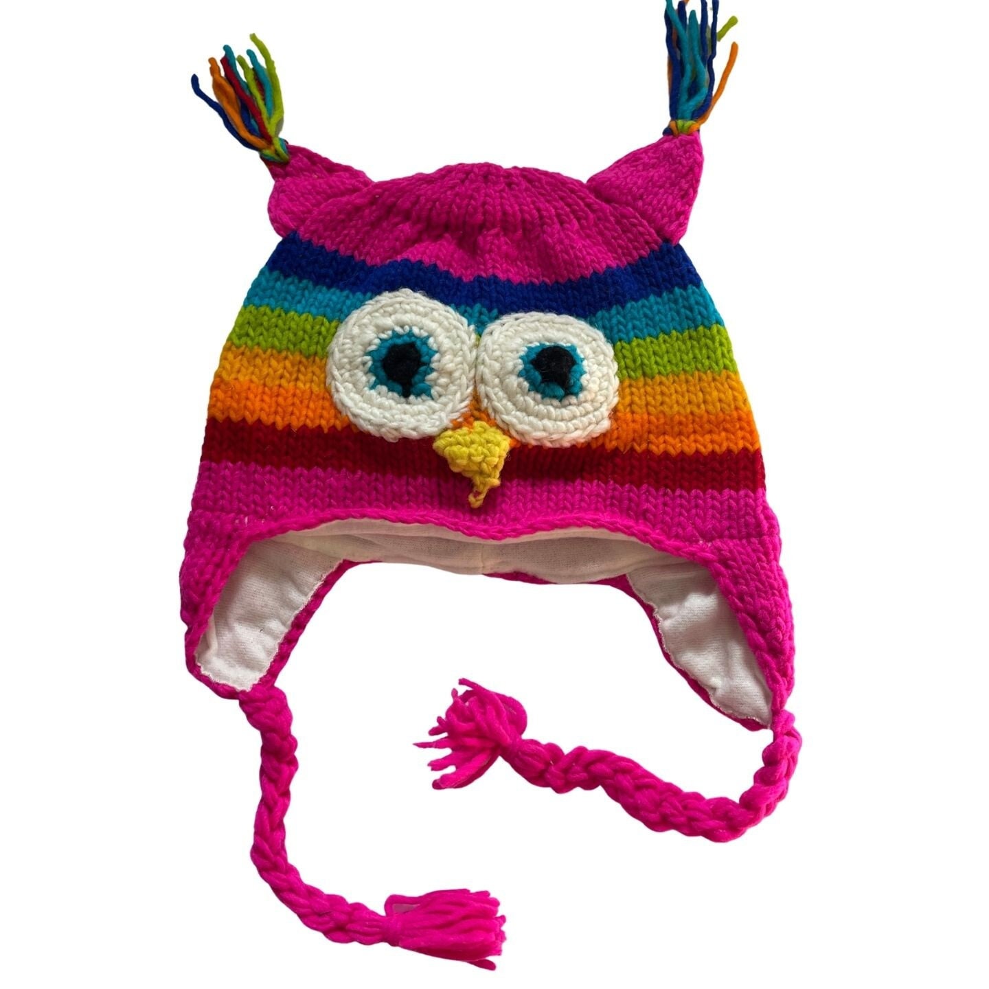 Mutter-Tagesgeschenk-Eulen-Beanie-Hüte Kinder | Damen Hüte Ausgestattet Süße Wollmütze Tier Gestrickte Mütze Skimütze Magenta von LatinAmericanBoutiq