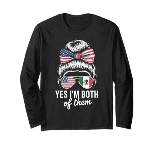 Lustige Patriotische Brötchenbrille Mexikanischer amerikanischer Stolz Frauen Langarmshirt Lustige Patriotische Brötchenbrille Mexikanischer amerikanischer Stolz Frauen Langarmshirt von Latina Heritage Culture Nationality USA Mexico
