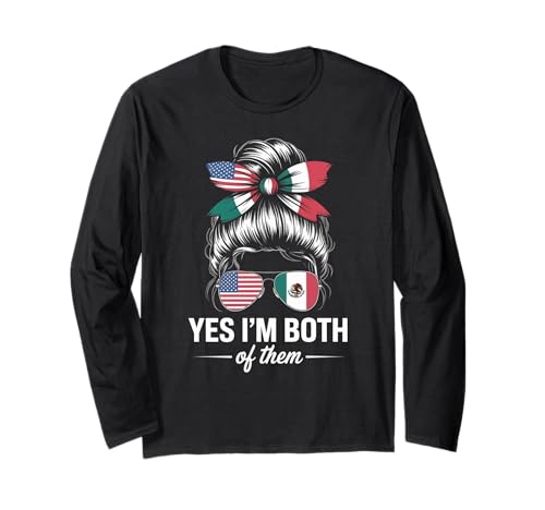 Lustige Patriotische Brötchenbrille Mexikanischer amerikanischer Stolz Frauen Langarmshirt Lustige Patriotische Brötchenbrille Mexikanischer amerikanischer Stolz Frauen Langarmshirt von Latina Heritage Culture Nationality USA Mexico