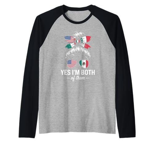 Lustige Patriotische Brötchenbrille Mexikanischer amerikanischer Stolz Frauen Raglan Lustige Patriotische Brötchenbrille Mexikanischer amerikanischer Stolz Frauen Raglan von Latina Heritage Culture Nationality USA Mexico