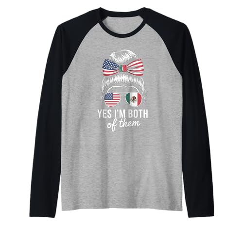 Lustige Patriotische Brötchenbrille Mexikanischer amerikanischer Stolz Frauen Raglan Lustige Patriotische Brötchenbrille Mexikanischer amerikanischer Stolz Frauen Raglan von Latina Heritage Culture Nationality USA Mexico