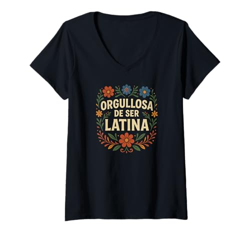 Damen Orgullosa de Ser Latina T-Shirt mit V-Ausschnitt von Latina pride design