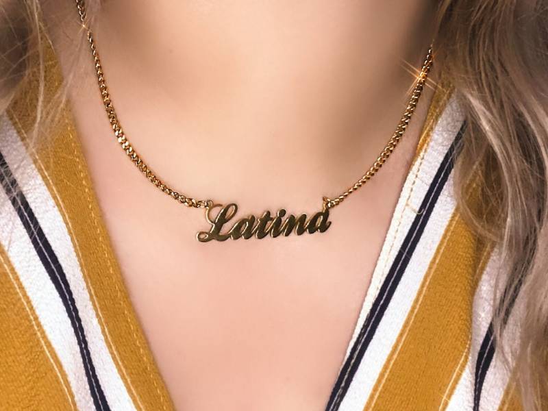 Latein Halskette, 18K Gold Kette, Vergoldete Namen Halskette Latein Halskette, 18K Gold Kette, Vergoldete Namen Halskette von LatinaPalace