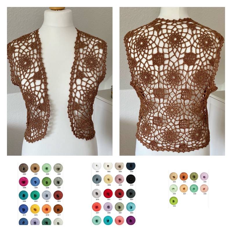 Häkelweste, Bolero - Reine Baumwolle Mit Viskose in Deiner Größe Und Wunschfarbe von Latinara
