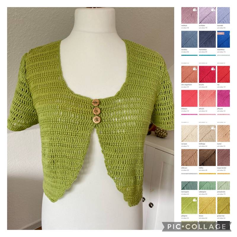 Häkelweste, Bolero in Hellgrün Aus Reiner Baumwolle, Größe M - Auch Deiner Und Wunschfarbe Häkelweste, Bolero in Hellgrün Aus Reiner Baumwolle, Größe M - Auch Deiner Und Wunschfarbe von Latinara