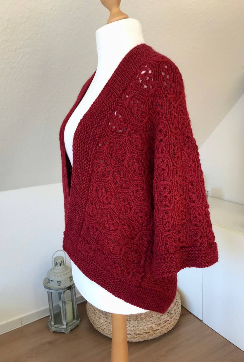 Handgestrickte Jacke Aus Reinem Alpaka - 40-44, Ziegelrot Handgestrickte Jacke Aus Reinem Alpaka - 40-44, Ziegelrot von Latinara