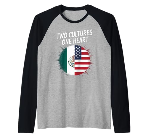 Zwei Kulturen, EIN Herz, Flagge der USA, Mexiko, Unity Art, Damen und Herren Raglan Zwei Kulturen, EIN Herz, Flagge der USA, Mexiko, Unity Art, Damen und Herren Raglan von Latino American Love Bicultural Heritage Family