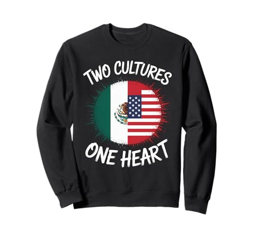 Zwei Kulturen, EIN Herz, Flagge der USA, Mexiko, Unity Art, Damen und Herren Sweatshirt von Latino American Love Bicultural Heritage Family