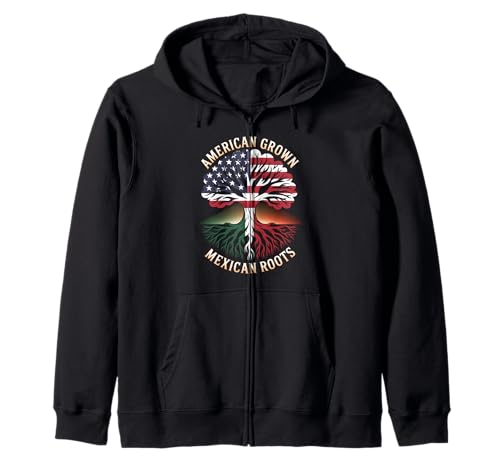 American Grown Mexican Roots Heritage Pride Tree Damen Herren Kapuzenjacke von Latino Culture Family Ancestry USA Mexico Unity
