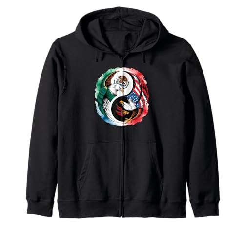 Yin Yang Adler Mexican American Dual Heritage Art Damen Herren Kapuzenjacke von Latino Culture USA Mexico Identity Balance Symbol