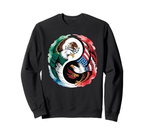 Yin Yang Adler Mexican American Dual Heritage Art Damen Herren Sweatshirt von Latino Culture USA Mexico Identity Balance Symbol