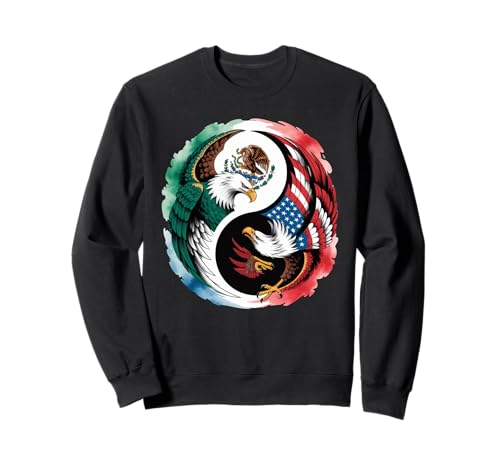 Yin Yang Adler Mexican American Dual Heritage Art Damen Herren Sweatshirt von Latino Culture USA Mexico Identity Balance Symbol
