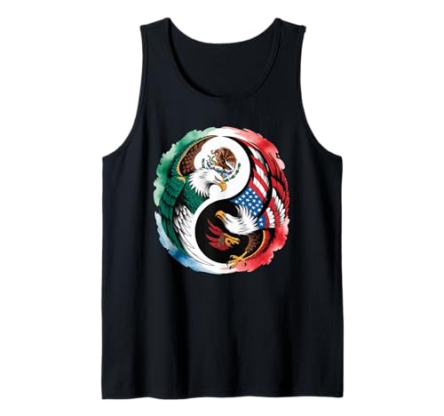 Yin Yang Adler Mexican American Dual Heritage Art Damen Herren Tank Top von Latino Culture USA Mexico Identity Balance Symbol