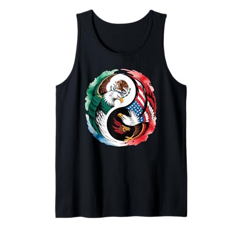 Yin Yang Adler Mexican American Dual Heritage Art Damen Herren Tank Top von Latino Culture USA Mexico Identity Balance Symbol