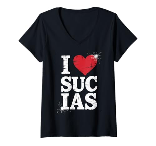 Damen Lustig I Love Sucias Humor Spruch Spanisch Slang Frauen Männer T-Shirt mit V-Ausschnitt Damen Lustig I Love Sucias Humor Spruch Spanisch Slang Frauen Männer T-Shirt mit V-Ausschnitt von Latino Expression Bold Cheeky Sarcastic Graphic