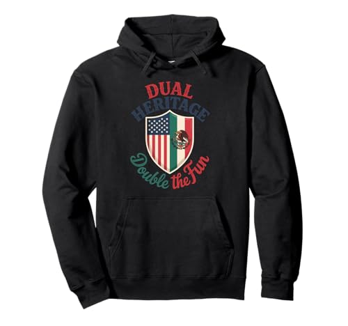 Lustiges Dual Heritage DNA Mexican American Pride Art für Damen und Herren Pullover Hoodie von Latino Identity Double Culture Family Roots Humor