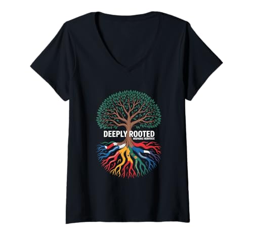 Damen Deeply Rooted Hispanic Heritage Latino Wurzeln T-Shirt mit V-Ausschnitt Damen Deeply Rooted Hispanic Heritage Latino Wurzeln T-Shirt mit V-Ausschnitt von Latino Kultur Hispanisches Erbe Wurzeln Familie