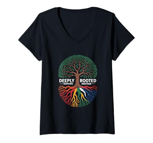 Damen Hispanische Wurzeln Stolz Deeply Rooted Hispanic Heritage T-Shirt mit V-Ausschnitt Damen Hispanische Wurzeln Stolz Deeply Rooted Hispanic Heritage T-Shirt mit V-Ausschnitt von Latino Kultur Hispanisches Erbe Wurzeln Familie