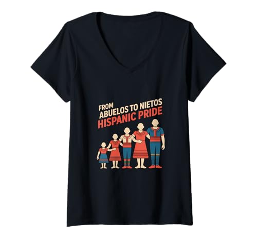 Damen from Abuelos to Nietos Hispanic Pride Familien Stolz T-Shirt mit V-Ausschnitt Damen from Abuelos to Nietos Hispanic Pride Familien Stolz T-Shirt mit V-Ausschnitt von Latino Kultur Hispanisches Erbe Wurzeln Familie