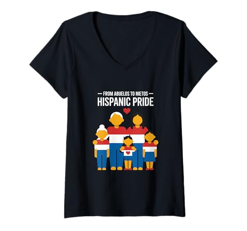 Damen from Abuelos to Nietos Hispanic Pride Familienliebe T-Shirt mit V-Ausschnitt Damen from Abuelos to Nietos Hispanic Pride Familienliebe T-Shirt mit V-Ausschnitt von Latino Kultur Hispanisches Erbe Wurzeln Familie