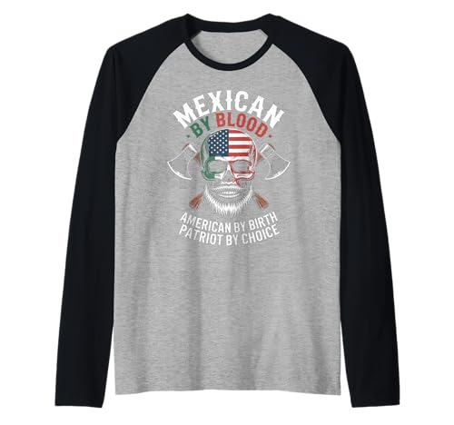 Mexikanische Blutflagge Patriotisches US-Erbe Mexiko Damen Herren Raglan Mexikanische Blutflagge Patriotisches US-Erbe Mexiko Damen Herren Raglan von Latino USA Identity Beard Warrior Pride Dad Mom
