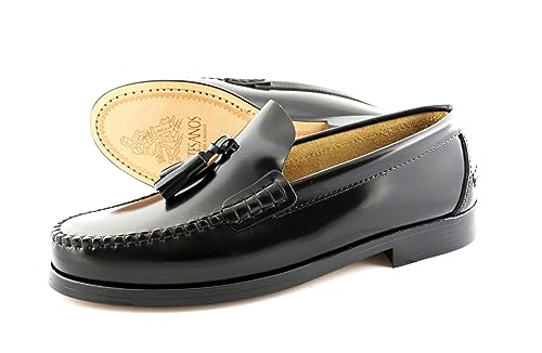 Latino Leder Anzugschuhe schwarz Herren Loafer mit Ledersohlen Tassel Slipper Handgearbeitete Mokassins… (eu_Footwear_Size_System, Adult, Men, Numeric, medium, Numeric_39) von Latino