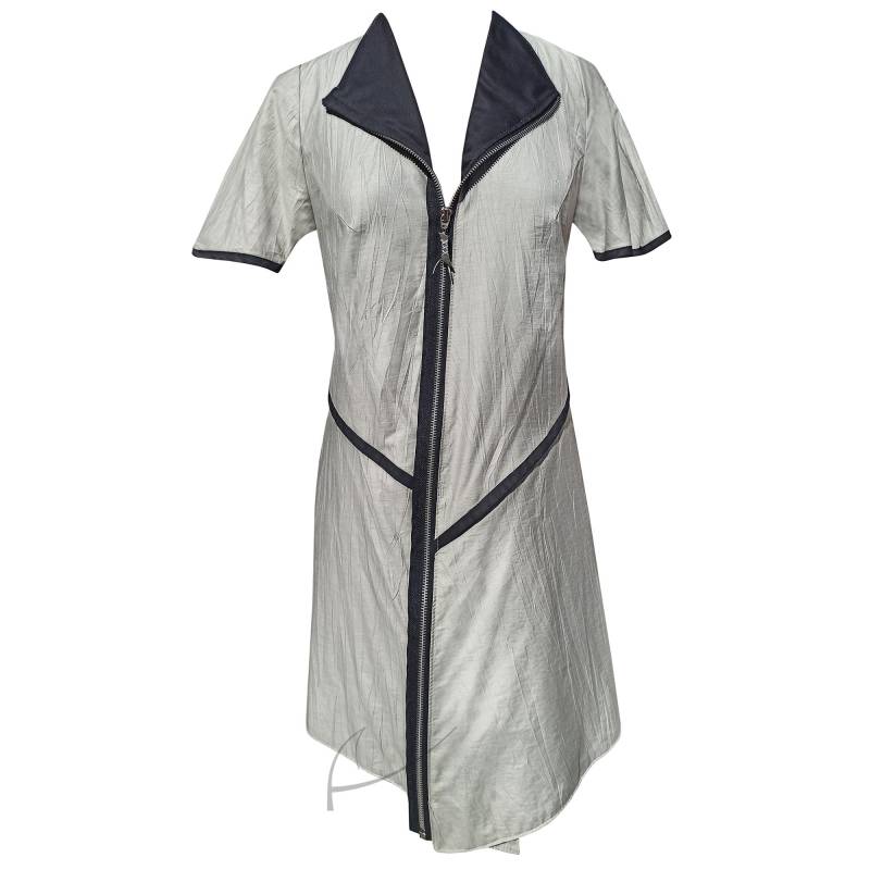 Graues Hemdblusenkleid Mit Reißverschluss von Latkafashion