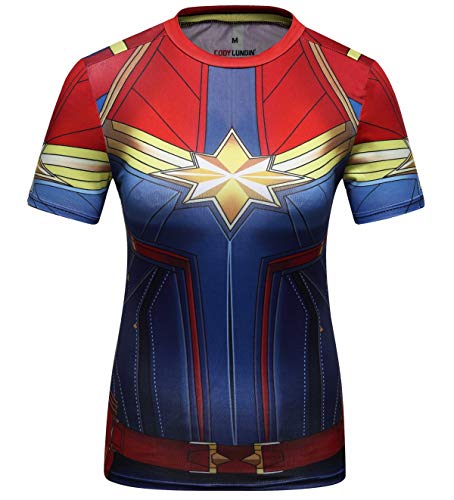 Cody Lundin Damen Fitness Shirts Surprise Captain Tops 3D Gedruckt Kompressionsoberteile Kurzarm & Langarm T-Shirt für Damen, Kurz a, M von Latta Alvor
